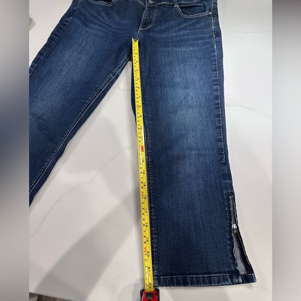 White House Black Market Noir Indigo Slim Cropped Cotton Blend Jeans Women’s 12 - Picture 11 of 12